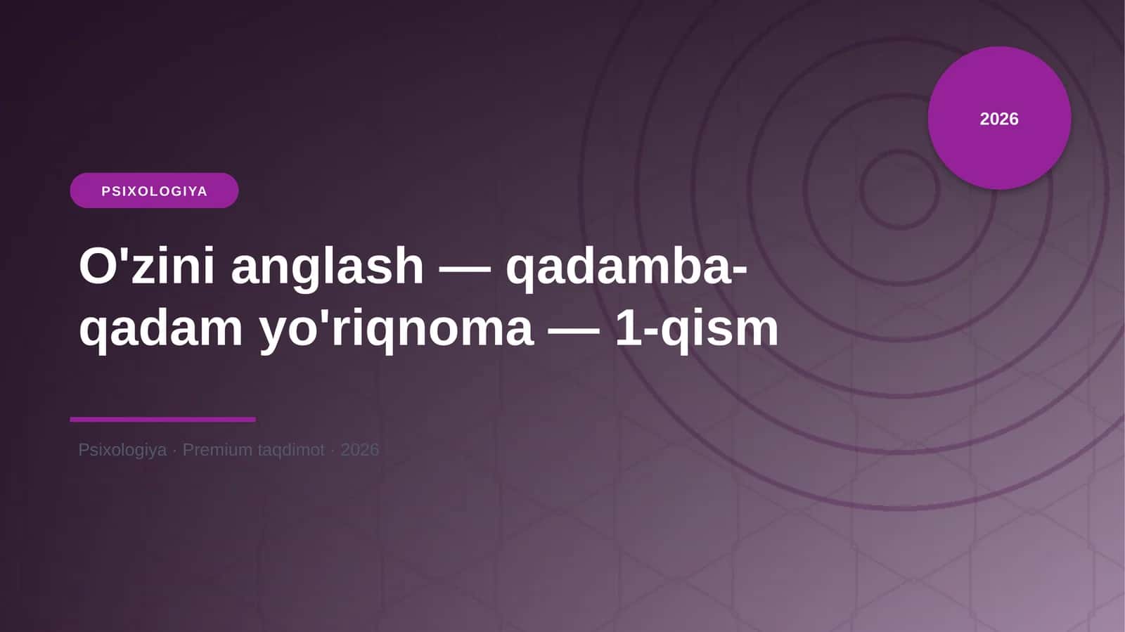 O'zini anglash — qadamba-qadam yo'riqnoma — 1-qism