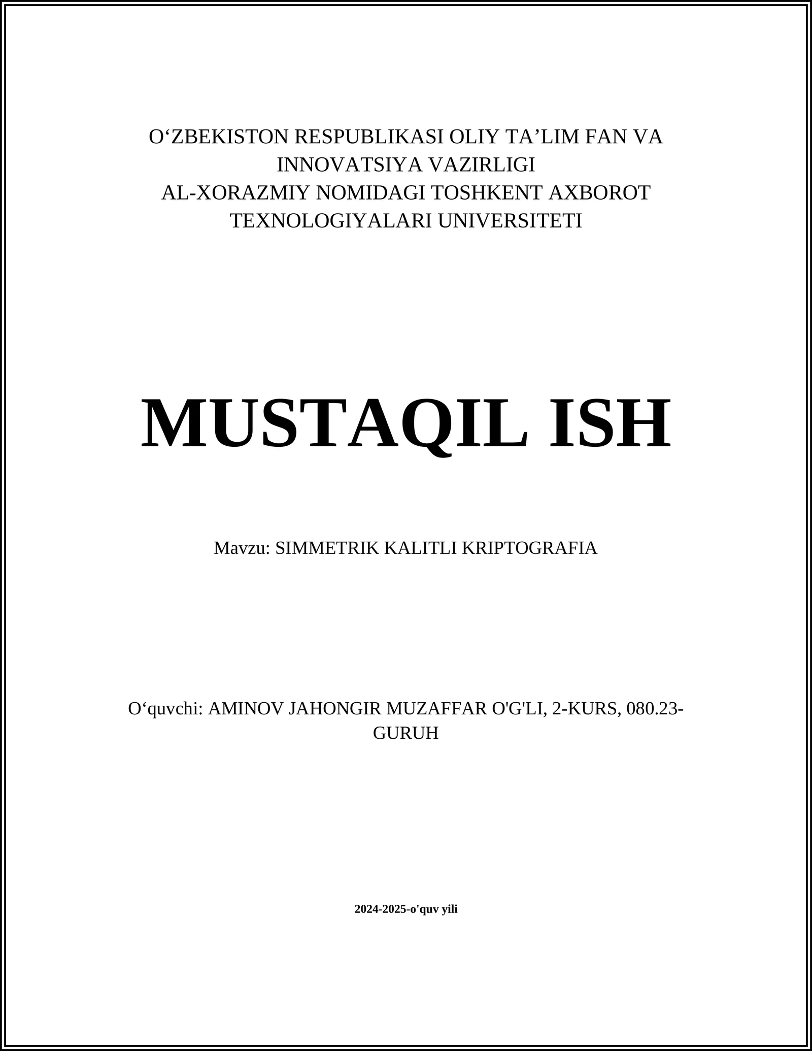 SIMMETRIK KALITLI KRIPTOGRAFIA