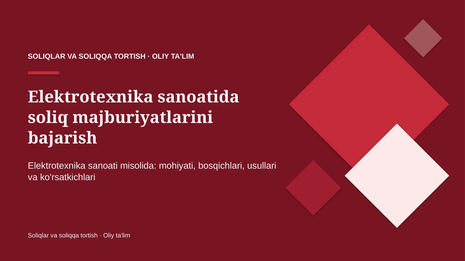 elektrotexnika sanoatida soliq majburiyatlarini bajarish 9221