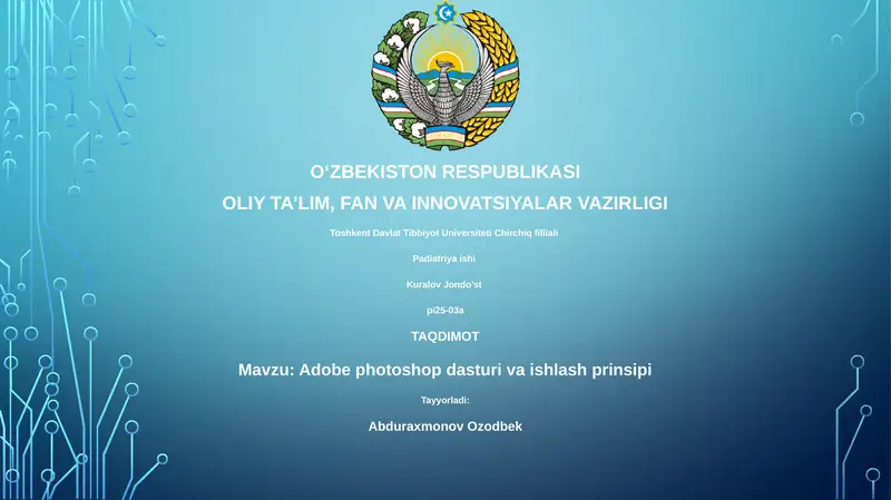 Adobe photoshop dasturi va ishlash prinsipi