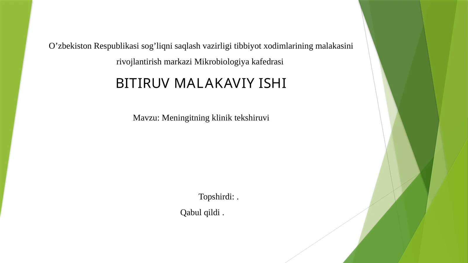 Meningitni mikrobiologik tekshirish usullari