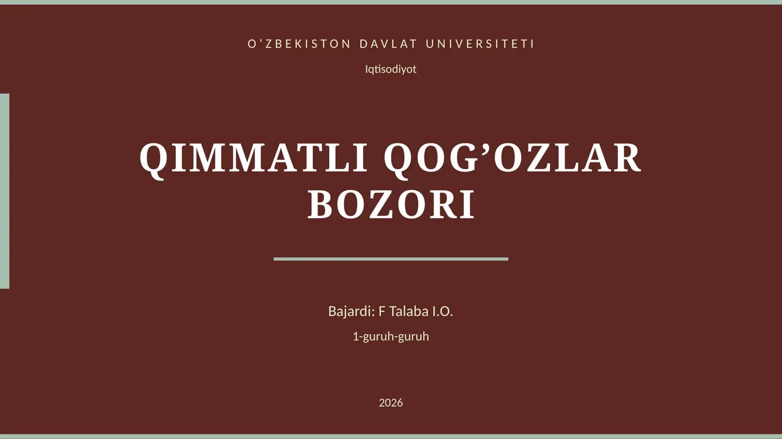 QIMMATLI QOG’OZLAR BOZORI