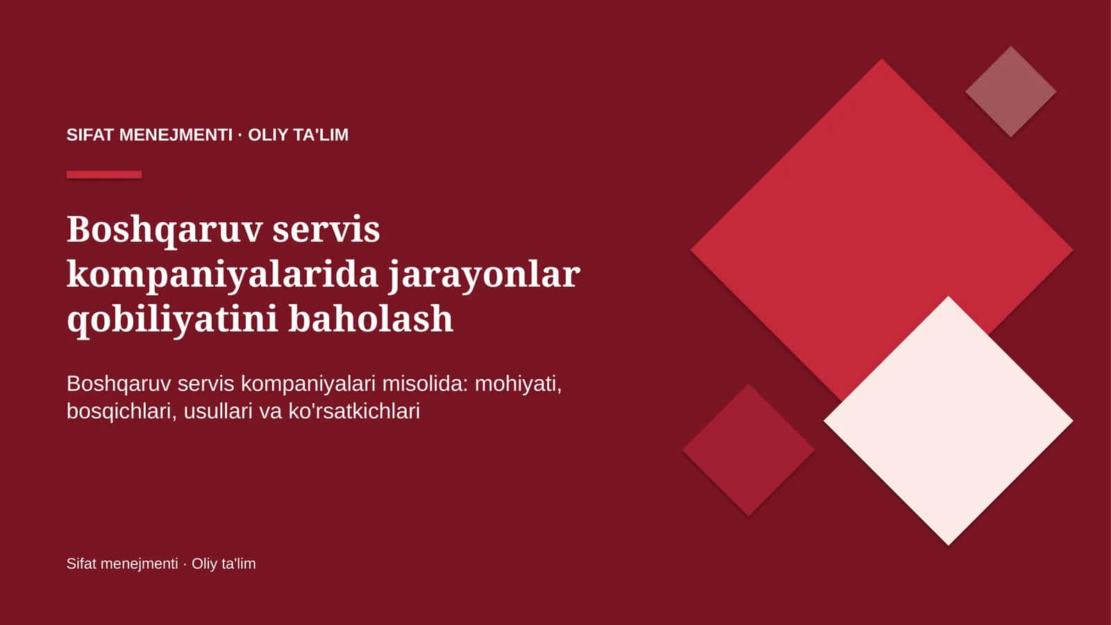 SIFAT MENEJMENTI · OLIY TA'LIM