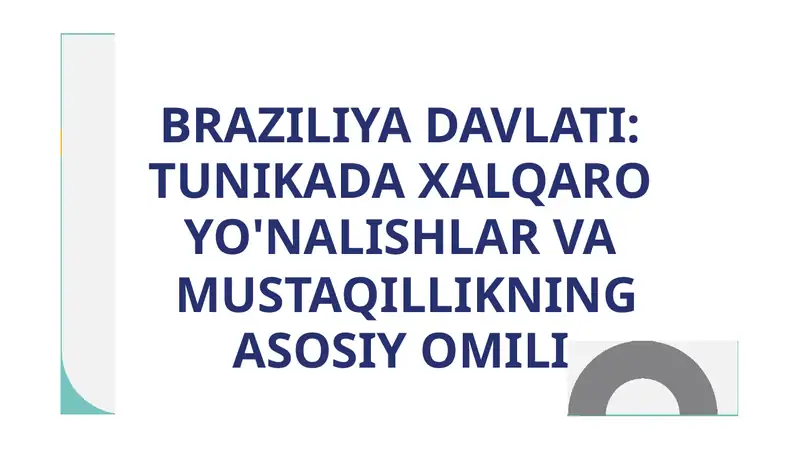 BRAZILIYA DAVLATI: TUNIKADA XALQARO YO'NALISHLAR VA MUSTAQILLIKNING ASOSIY OMILI