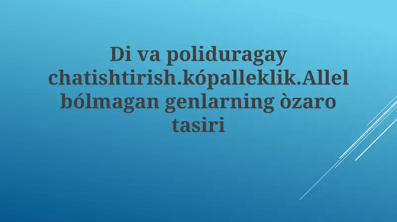 Epistaz turlari
