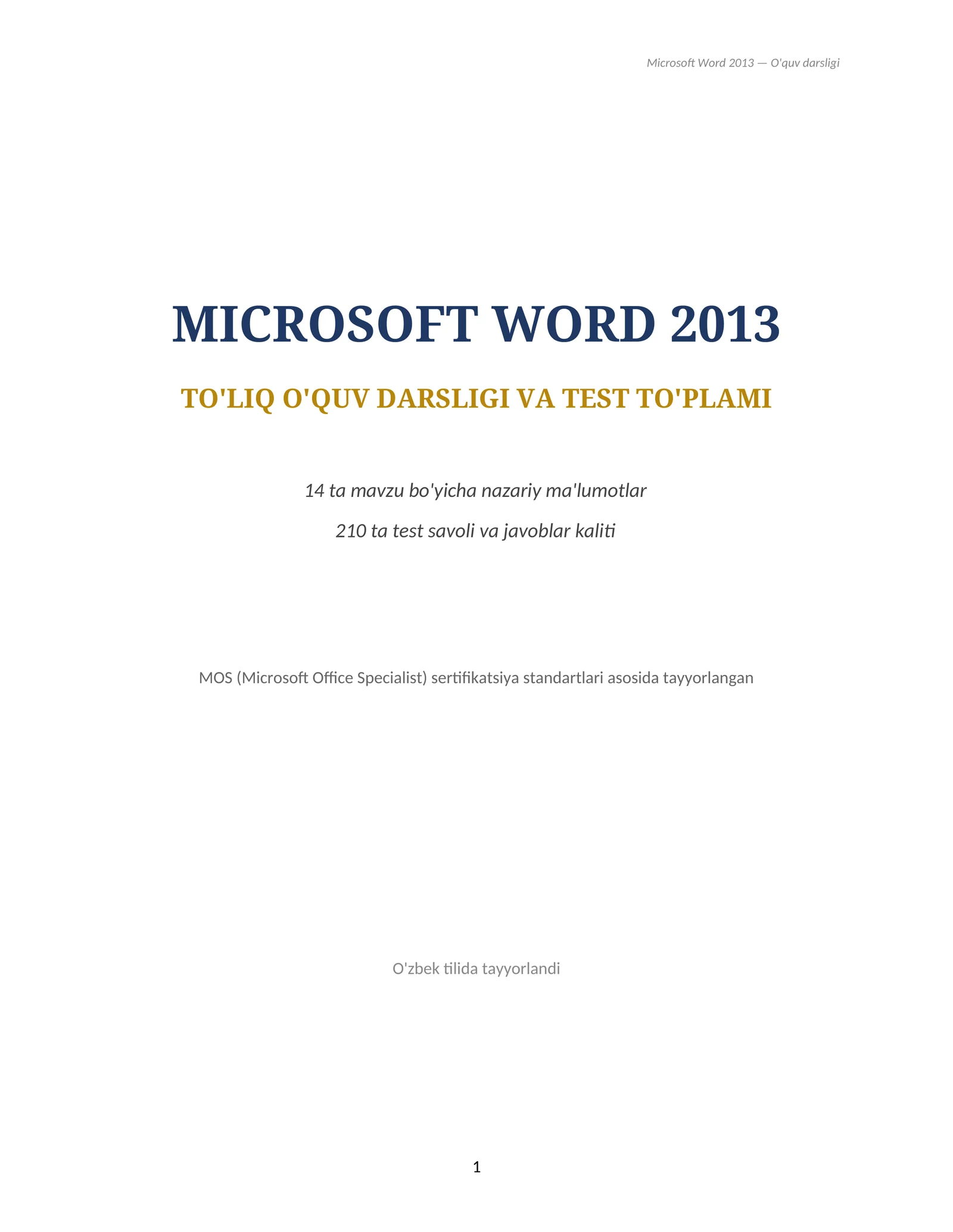 Word 2013 Attestatsiya To'lliq darslik