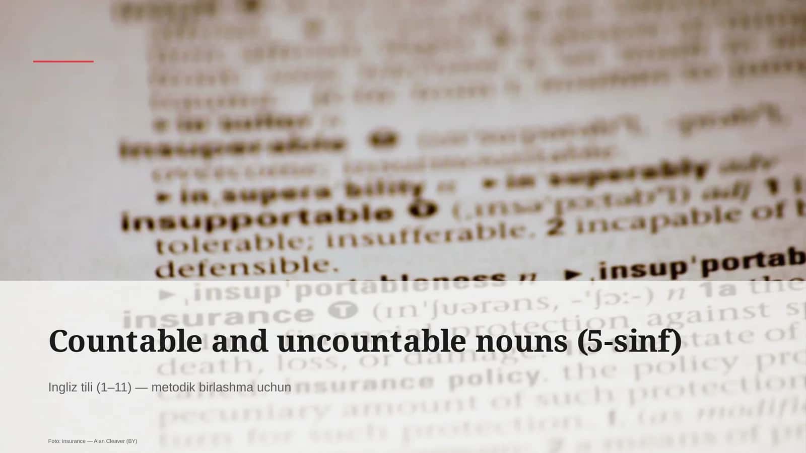 Countable and uncountable nouns (5-sinf)