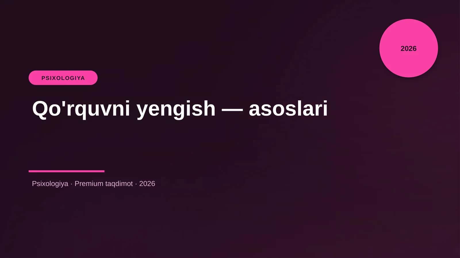 Qo'rquvni yengish — asoslari