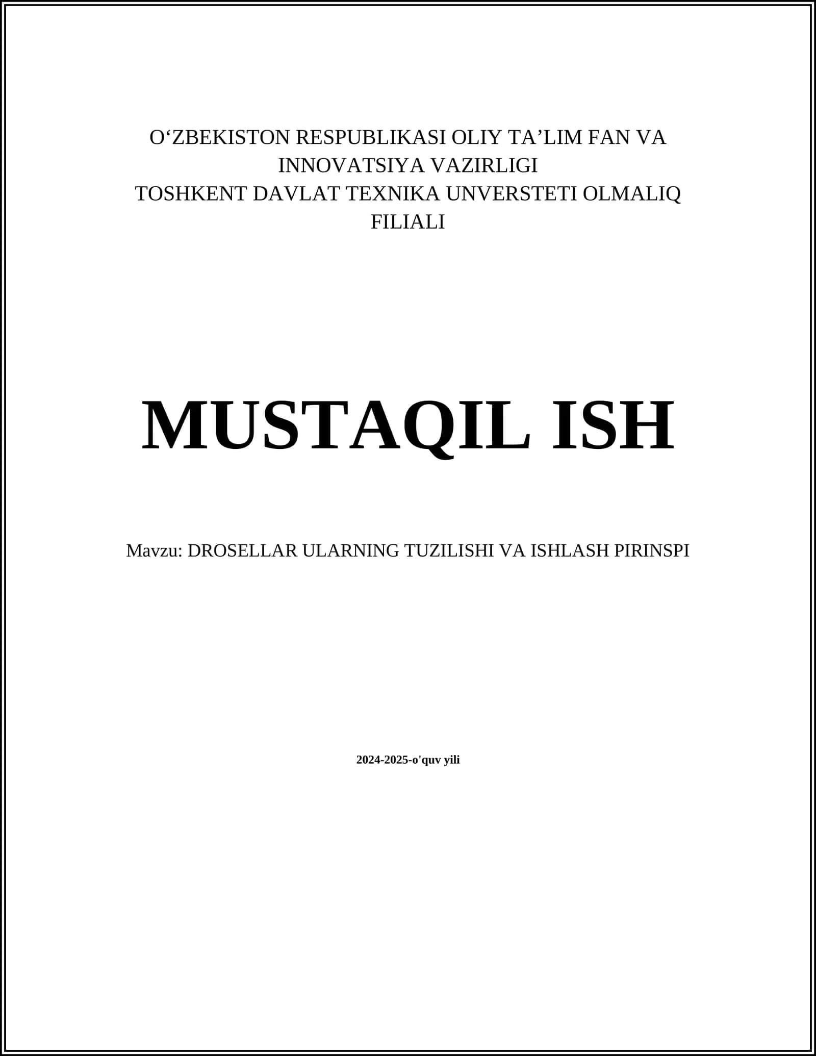 Drosellar Tuzilishi va Ishlash Prinsipi