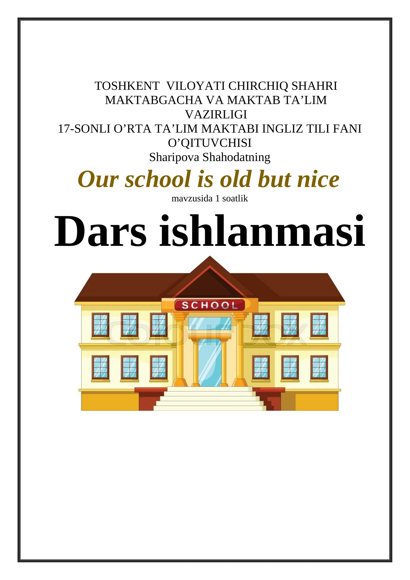 O'RTA TA'LIM MAKTABI INGLIZ TILI FANI