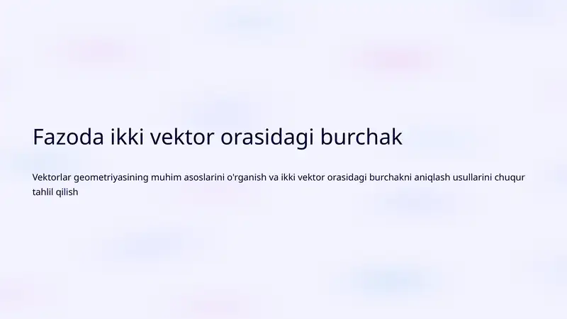 Vektorlar geometriyasi