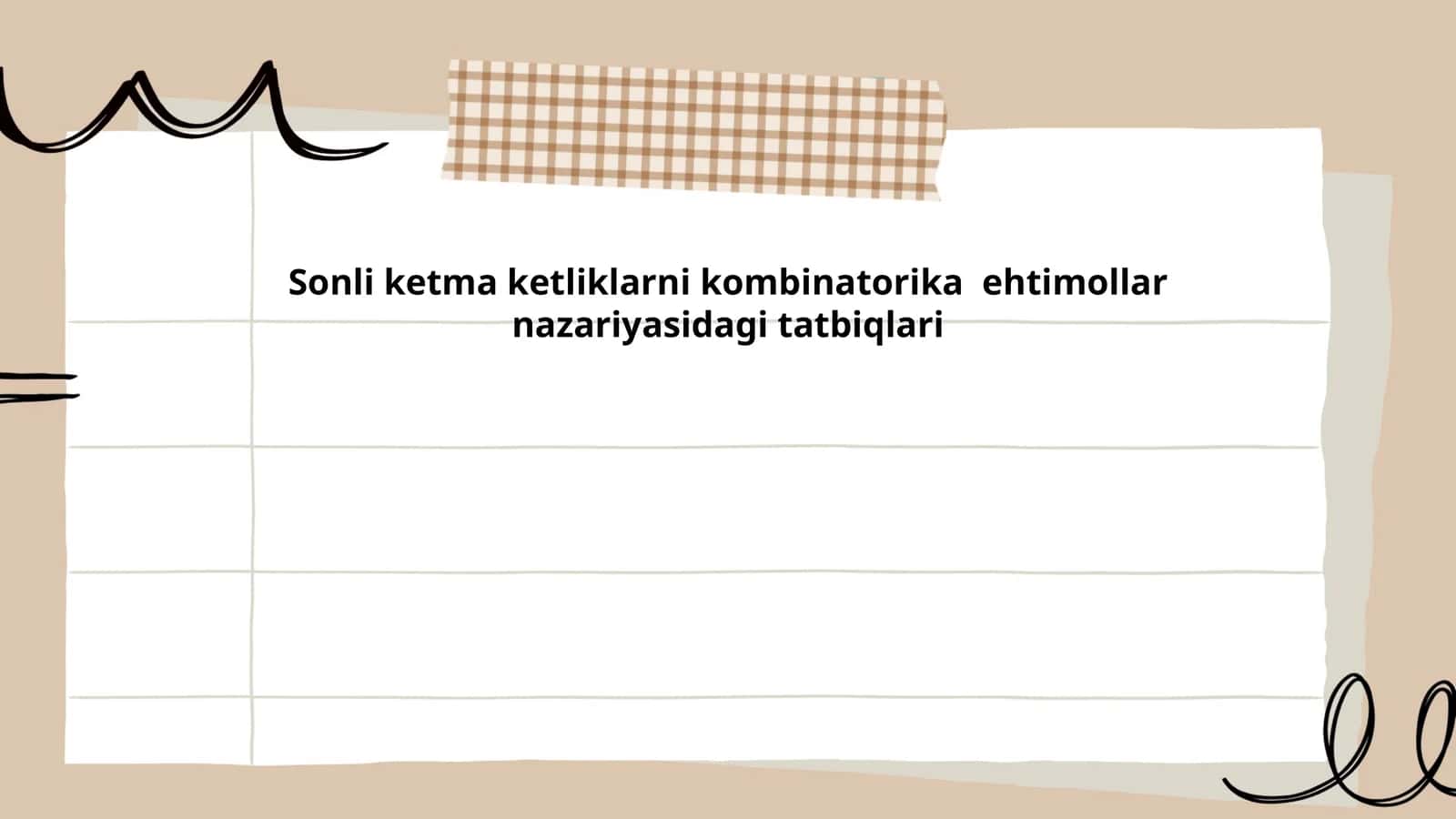 Sonli ketma ketliklarni kombinatorika ehtimollar nazariyasidagi tatbiqlari