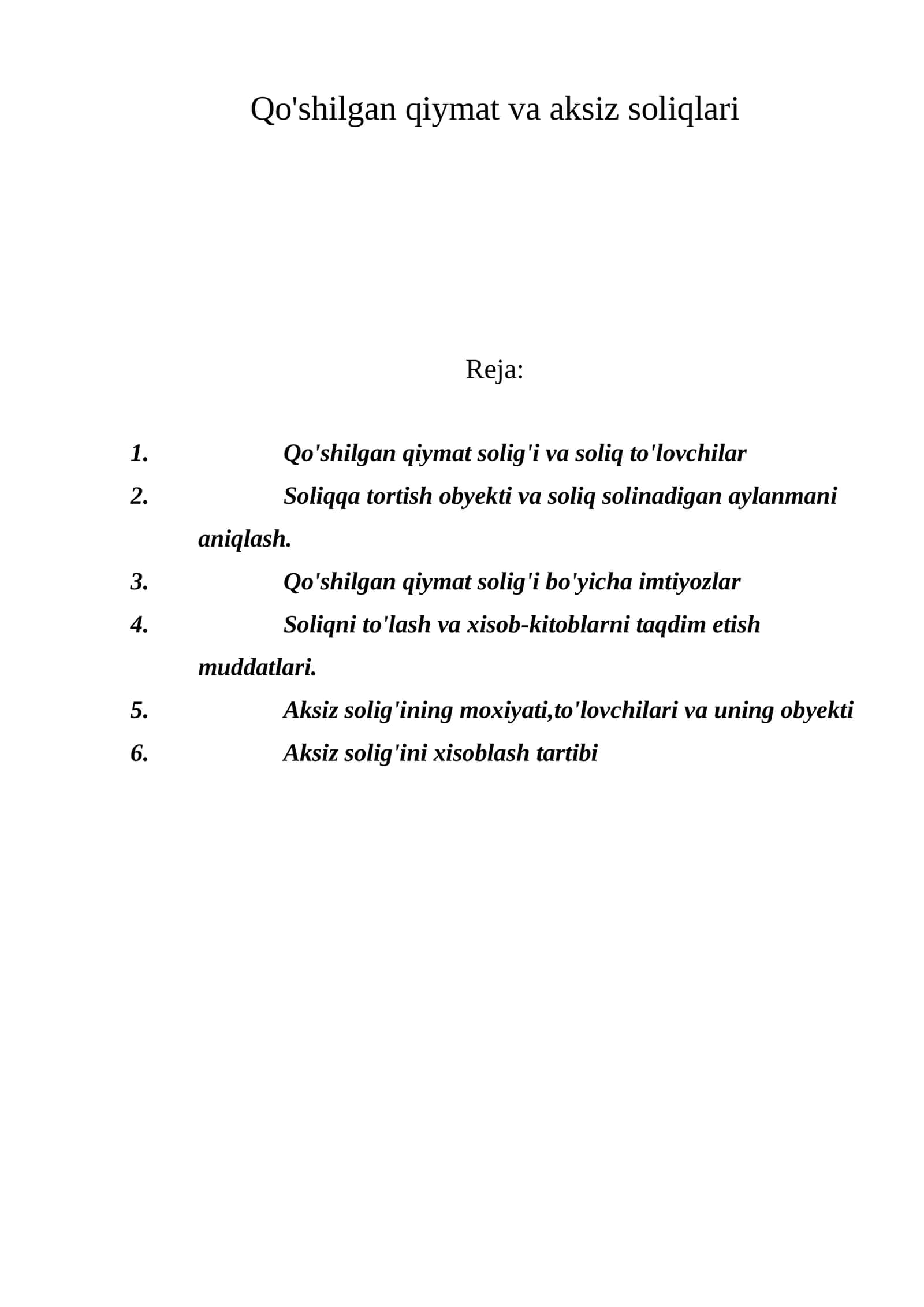 Qo'shilgan qiymat va aksiz soliqlari