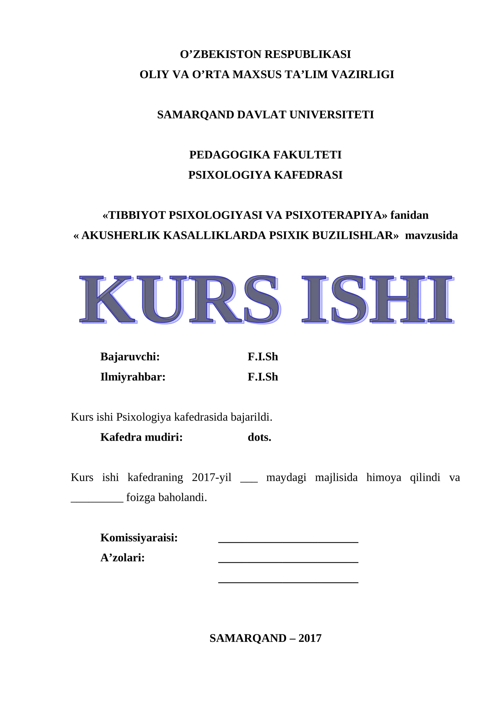 AKUSHERLIK KASALLIKLARDA PSIXIK BUZILISHLAR