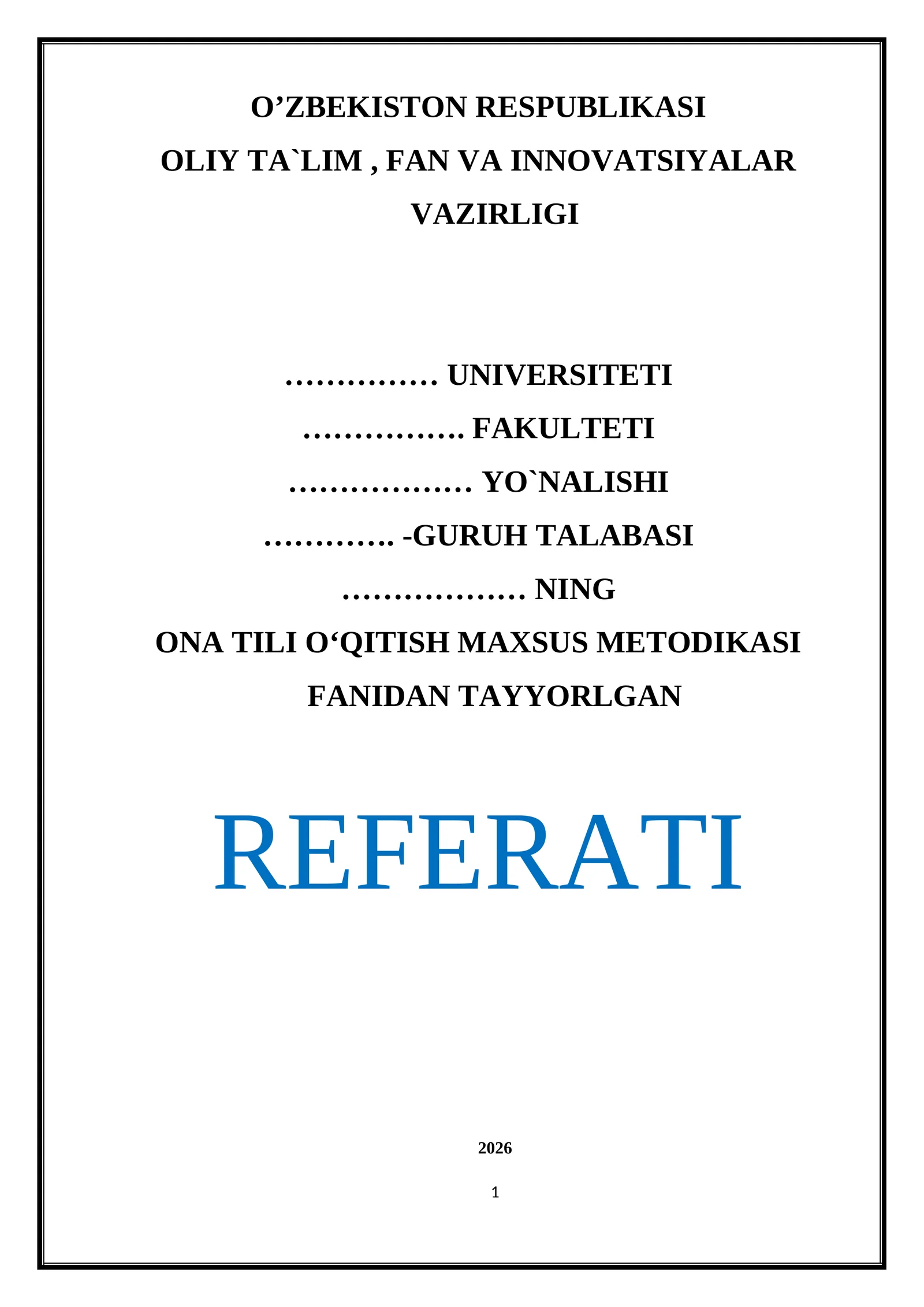 ONA TILI OʻQITISH MAXSUS METODIKASI