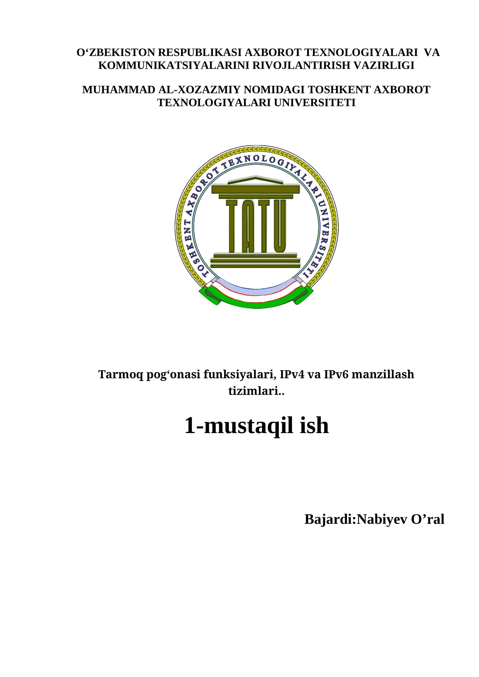 Tarmoq pog‘onasi funksiyalari, IPv4 va IPv6 manzillash tizimlari