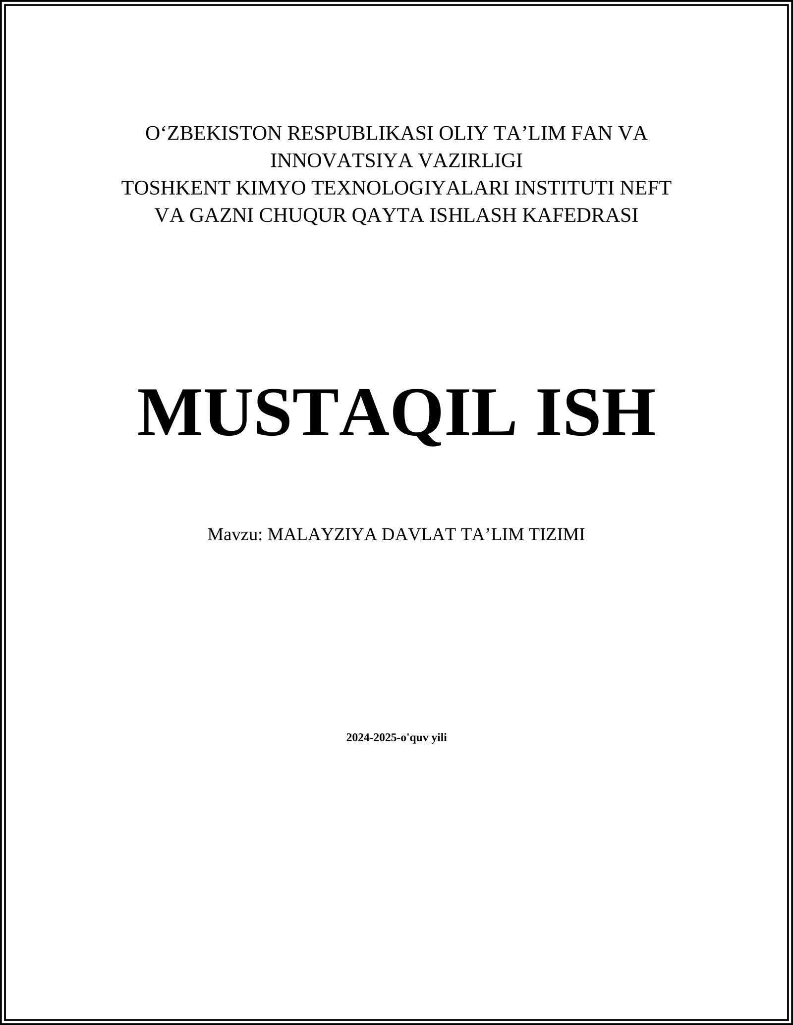 Malayziya Davlat Ta’lim Tizimi