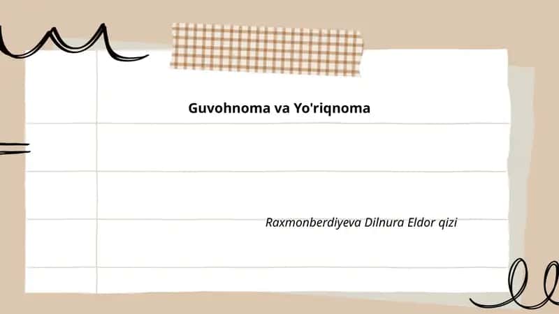 Guvohnoma va Yo'riqnoma