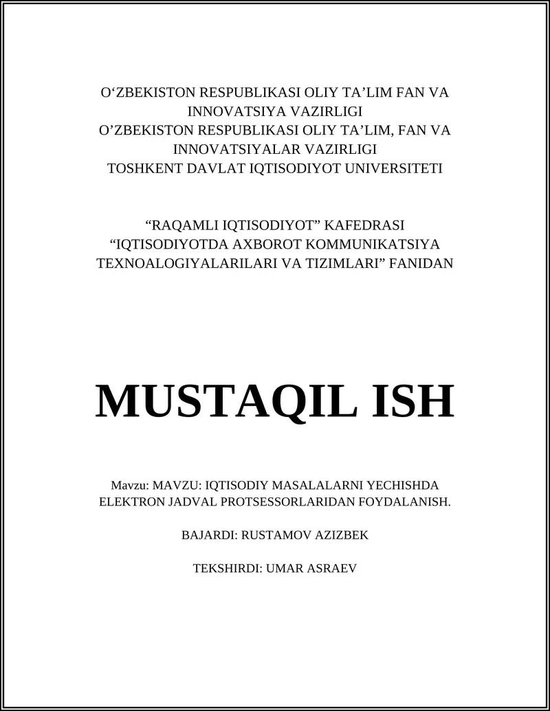 Elektron jadval protsessorlari