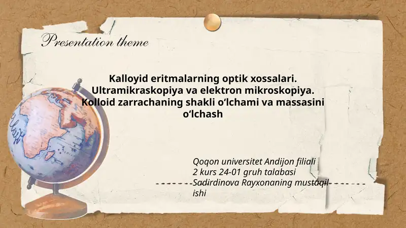 Kalloyid eritmalarning optik xossalari