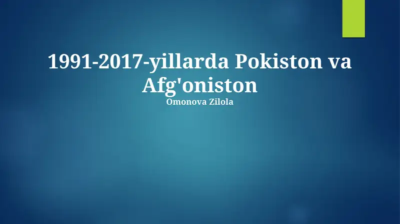 Pokiston va Afg'oniston Omonova Zilola