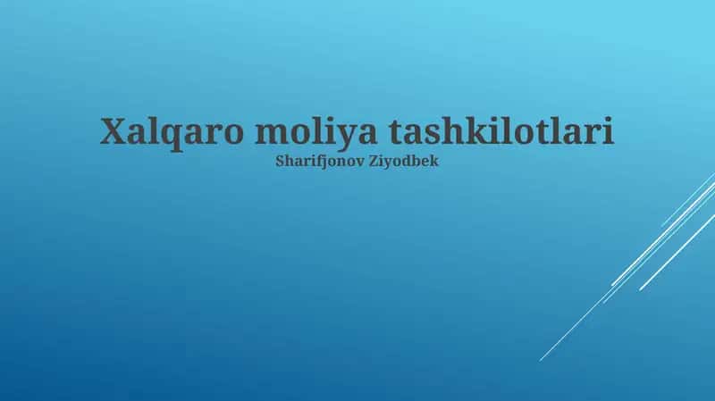 Xalqaro moliya tashkilotlari