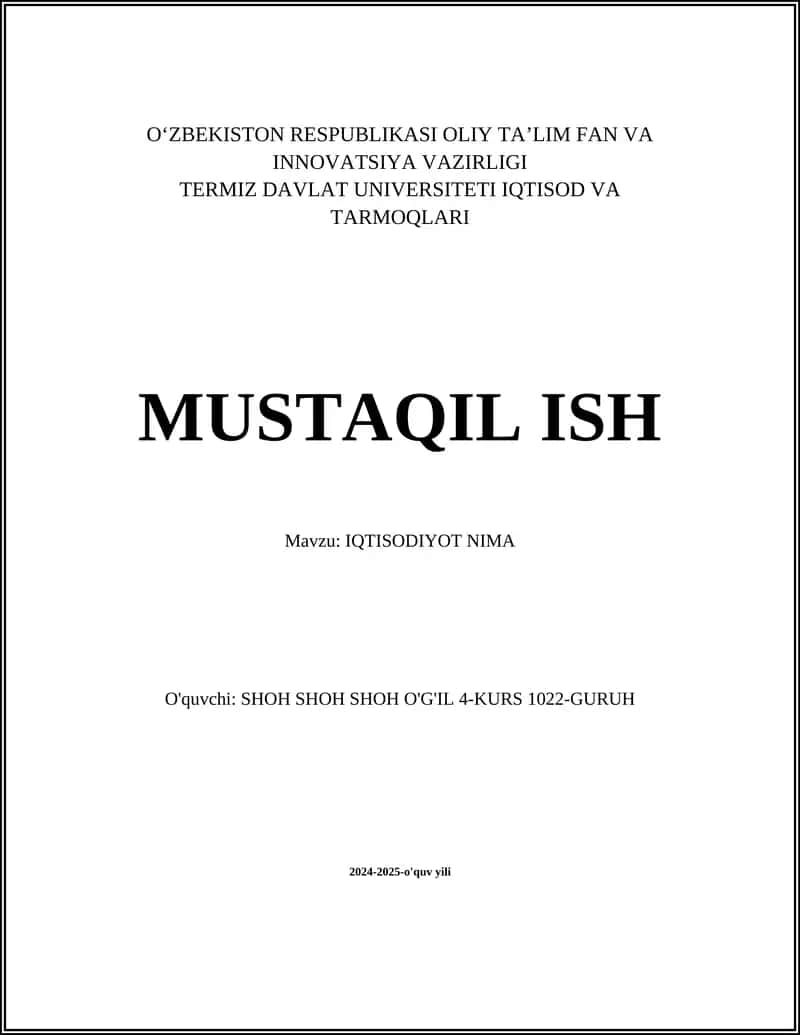 Iqtisodiyot Nima