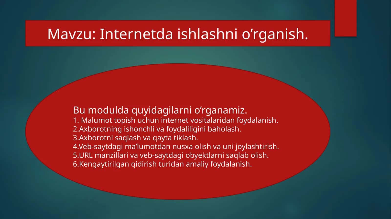 Internetda ishlashni oʻrganish