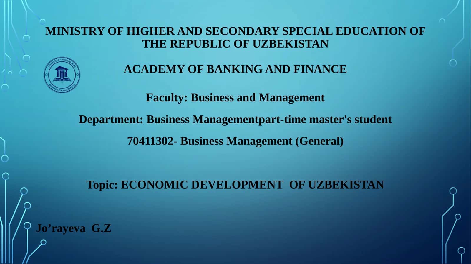 ECONOMIC DEVELOPMENT OF UZBEKISTAN
