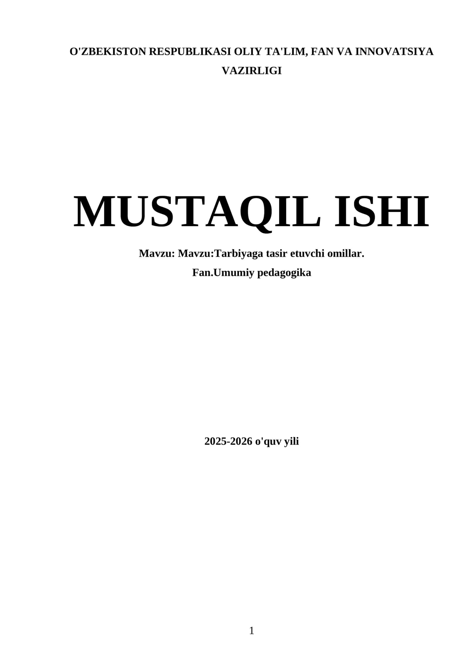 Tarbiyaga tasir etuvchi omillar