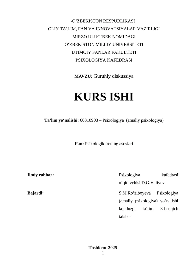 Psixologik trening asoslari