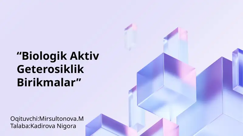 Biologik Aktiv Geterosiklik Birikmalar
