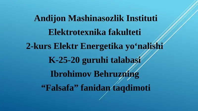"Falsafa" fanidan taqdimoti