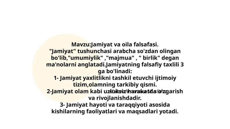 Jamiyat va oila falsafasi