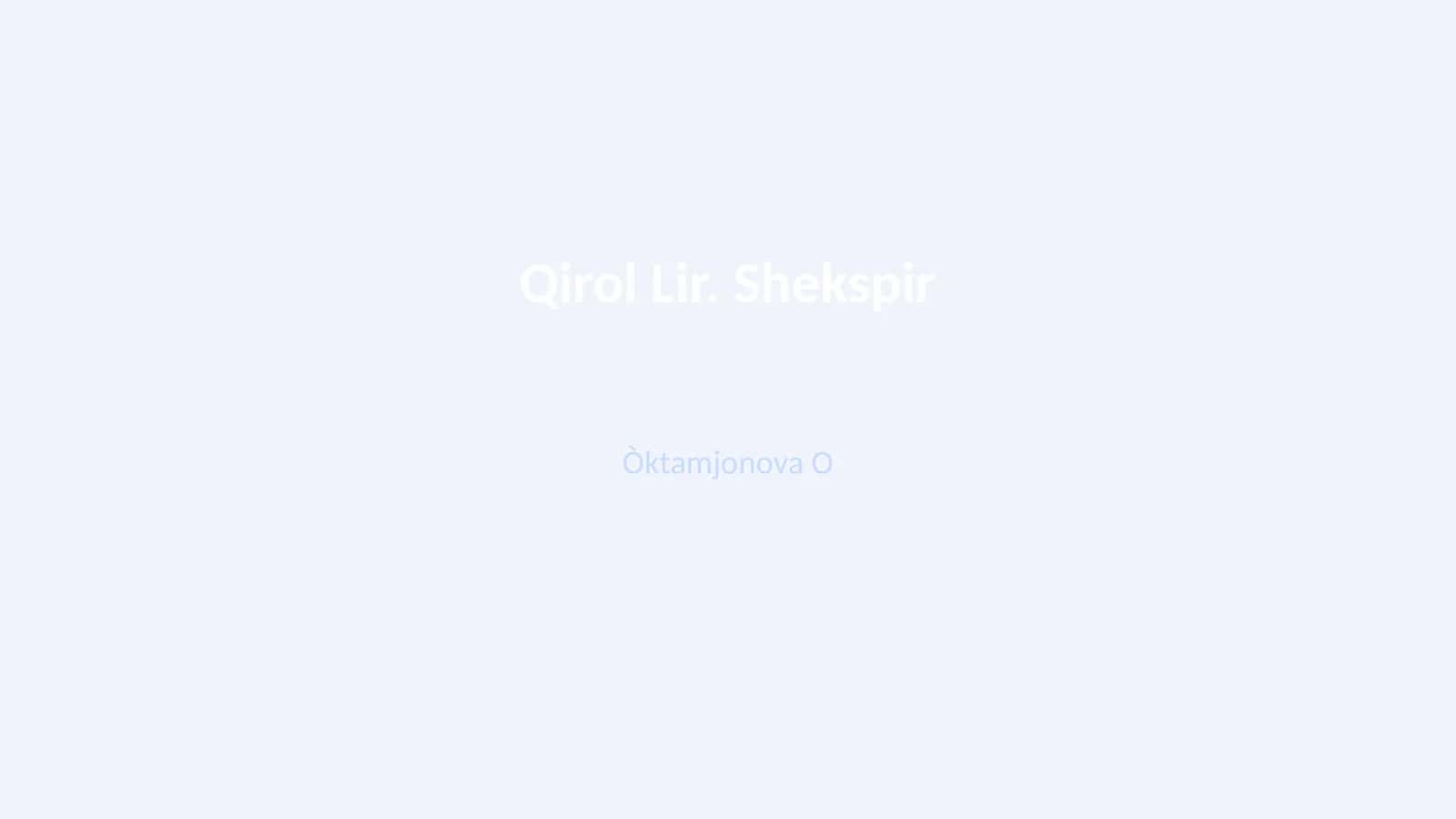 Qirol Lir. Shekspir
