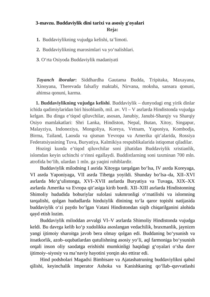 Buddaviylik dini taʼlimoti taqdimot ishi