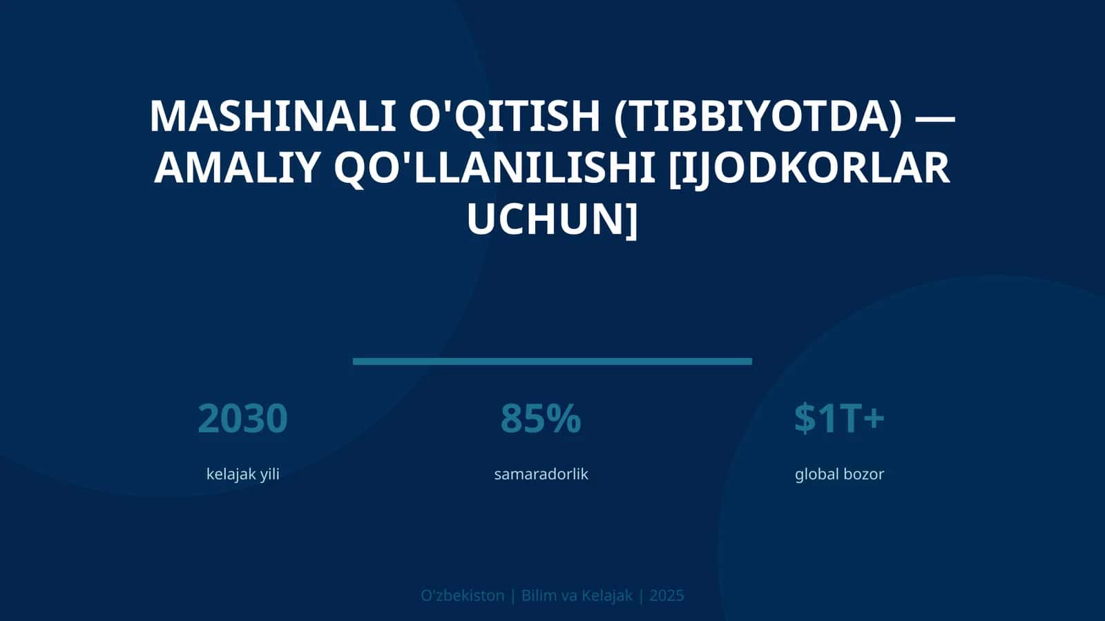 Mashinali o'qitish (tibbiyotda) — amaliy qo'llanilishi [Ijodkorlar uchun]