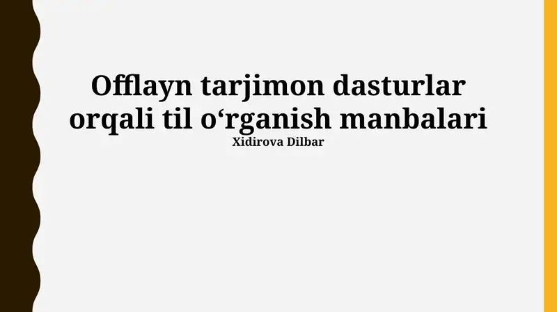 Offlayn tarjimon dasturlar