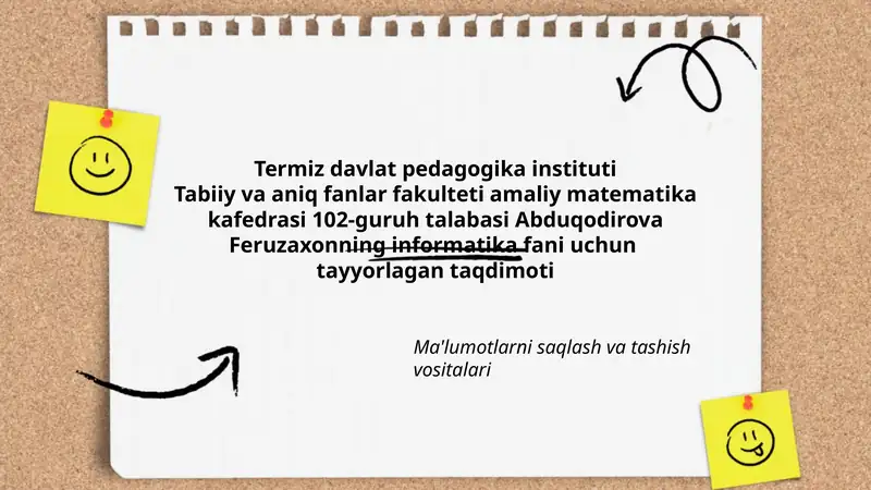 Abduqodirova Feruzaxonning informatika fani uchun tayyorlagan taqdimoti