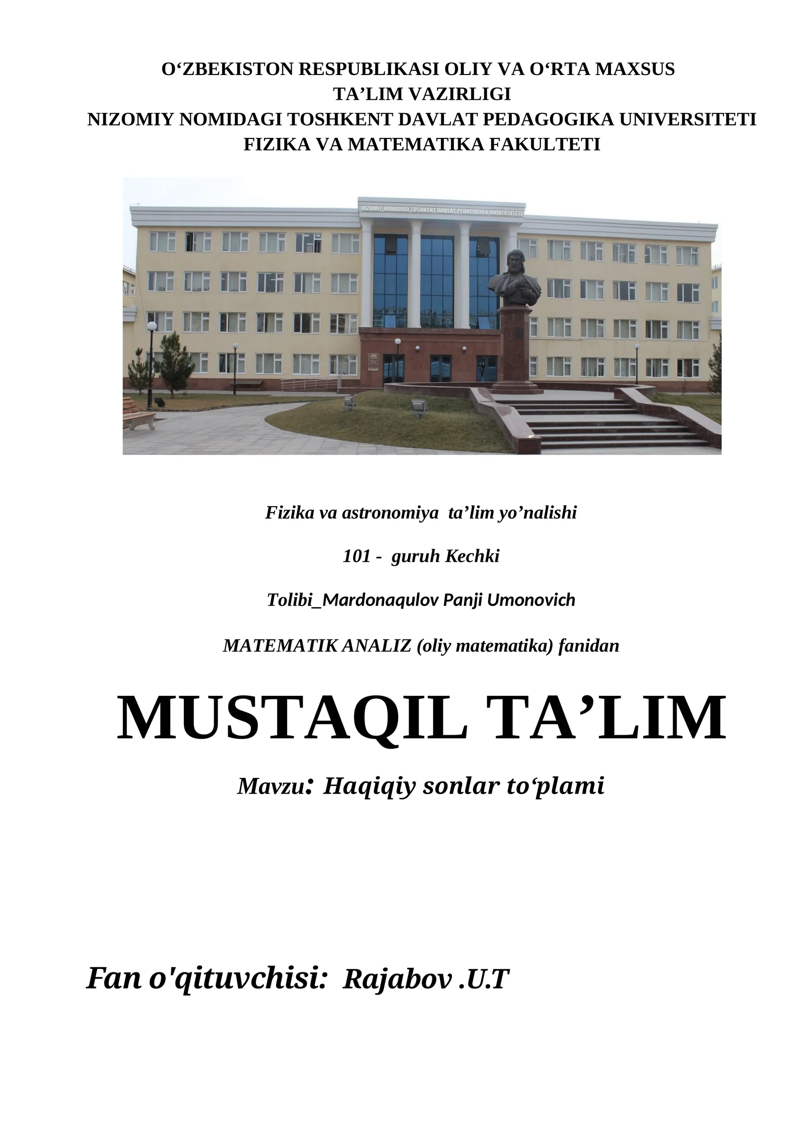 Haqiqiy sonlar to‘plami
