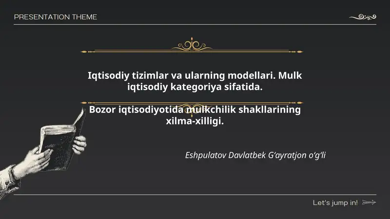 Iqtisodiy tizimlar va ularning modellari