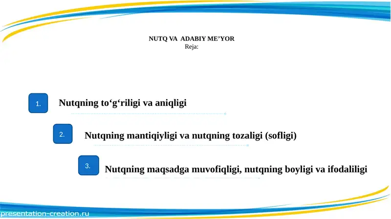 NUTQ VAADABIY ME’YORReja