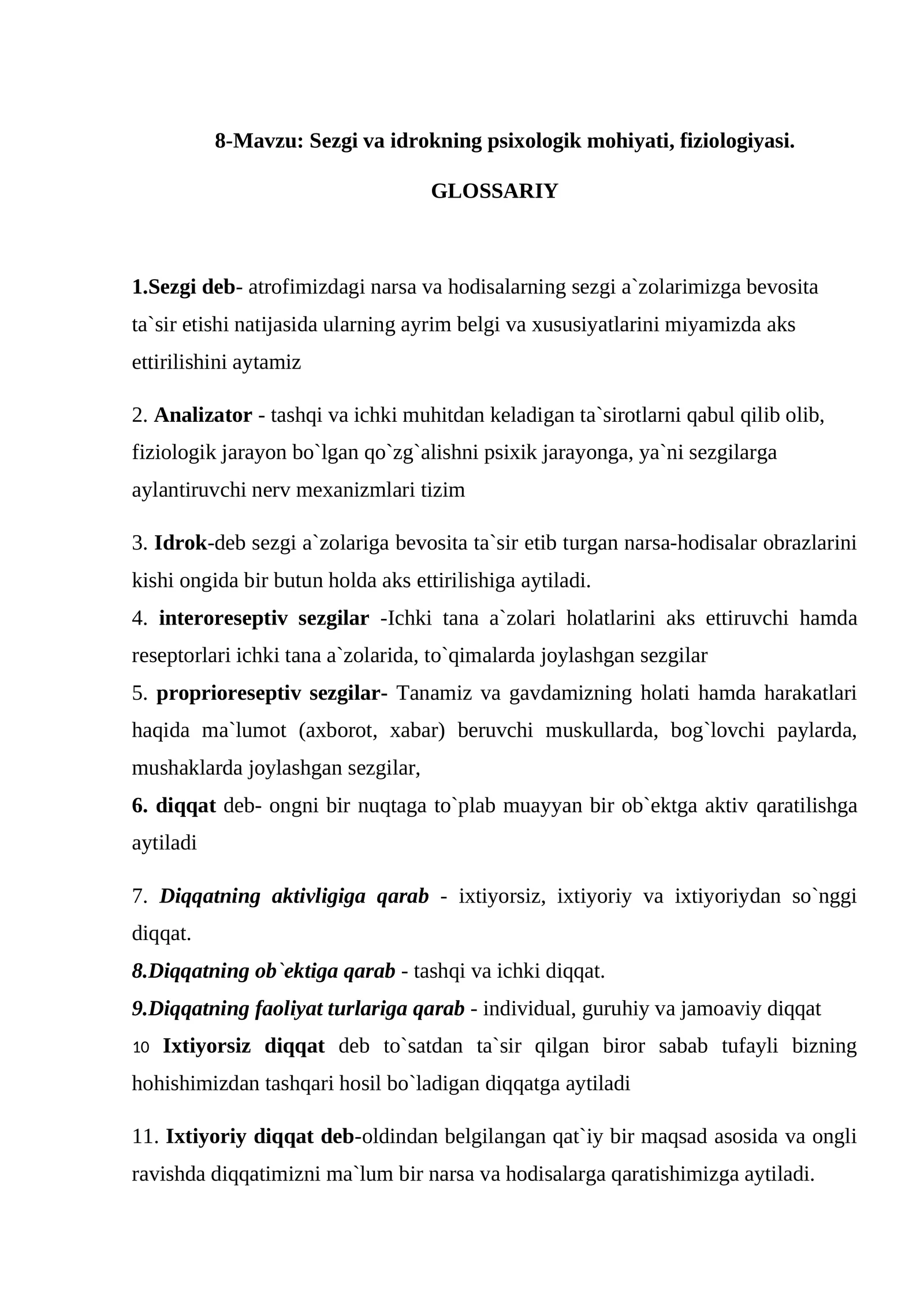 Sezgi va idrokning psixologik mohiyati