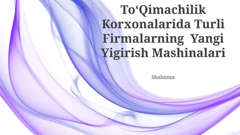 ToʻQimachilik Korxonalarida Turli Firmalarning Yangi Yigirish Mashinalari