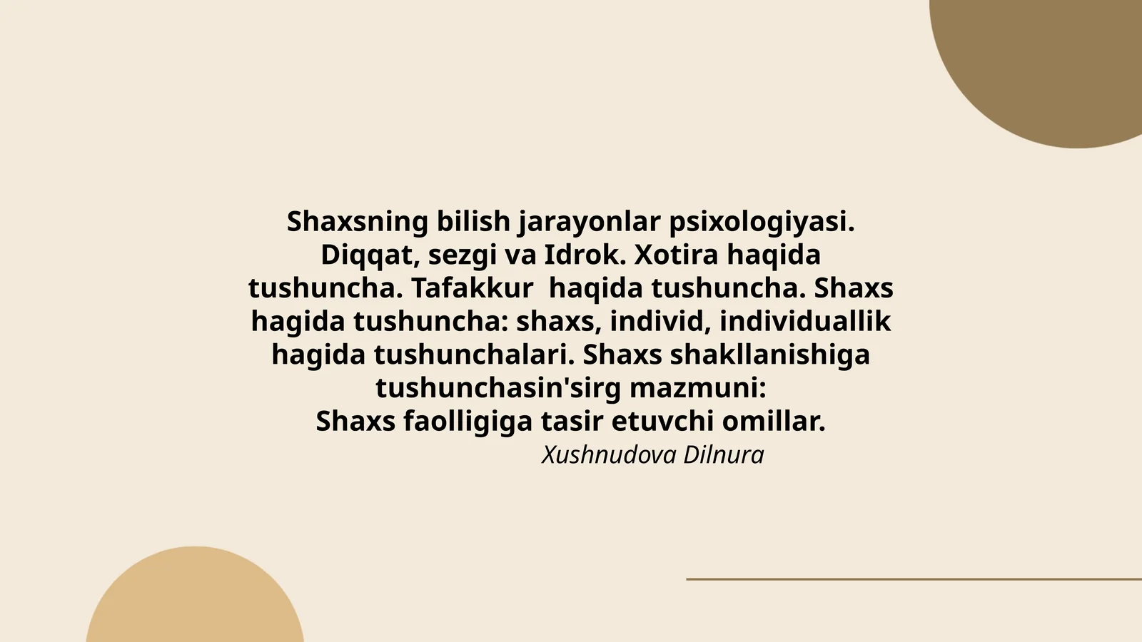 Shaxsning bilish jarayonlar psixologiyasi
