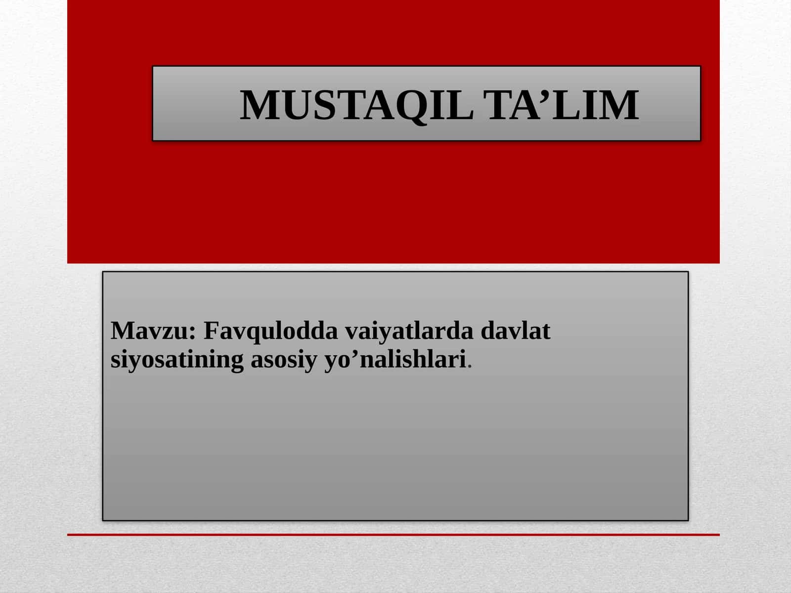 Favqulodda viyatlarda davlat siyosati