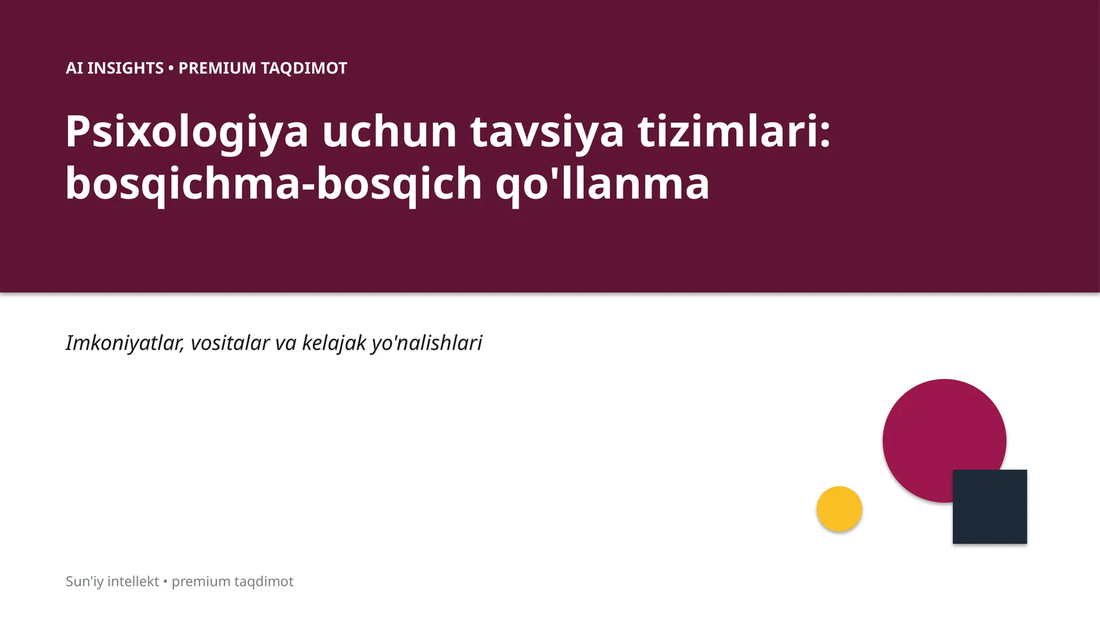 AI INSIGHTS • PREMIUM TAQDIMOT