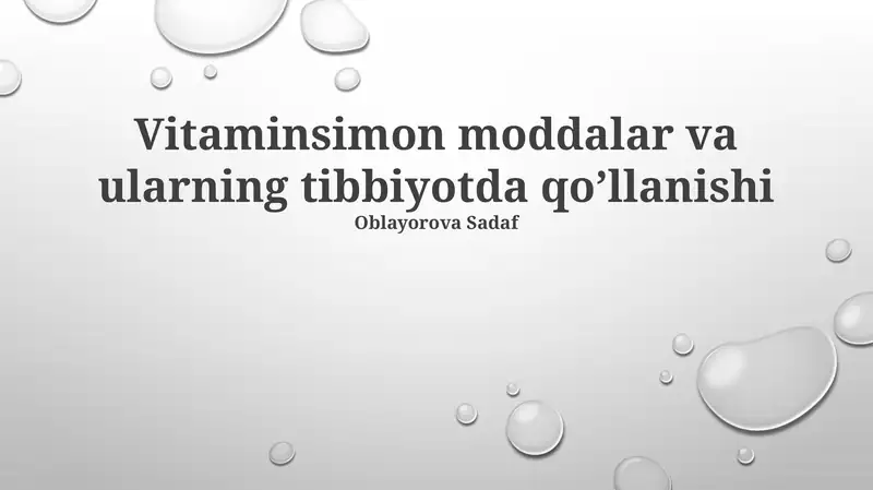 Vitaminlar va mineral moddalar