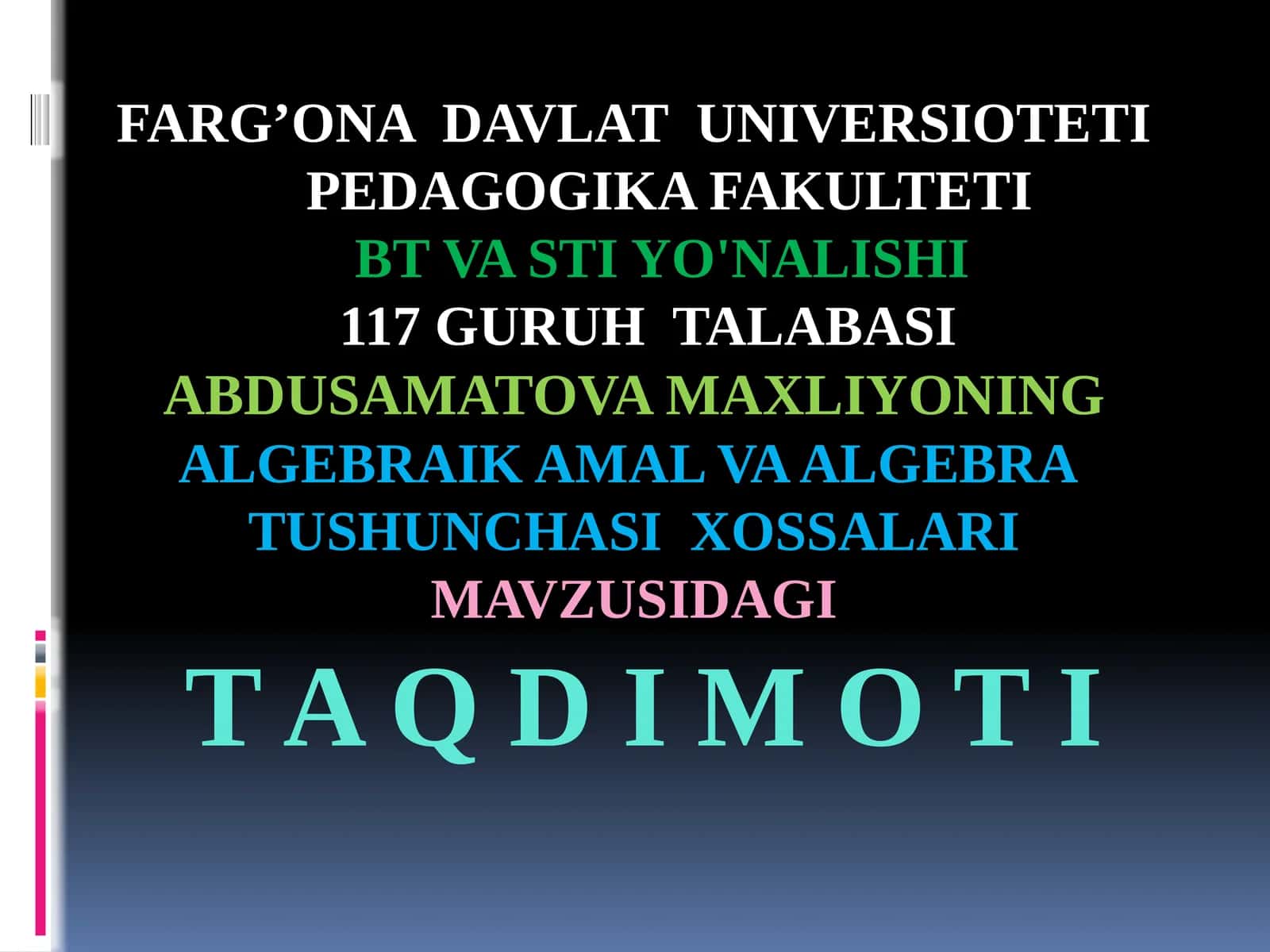 Algebraik amal va algebra tushunchasi