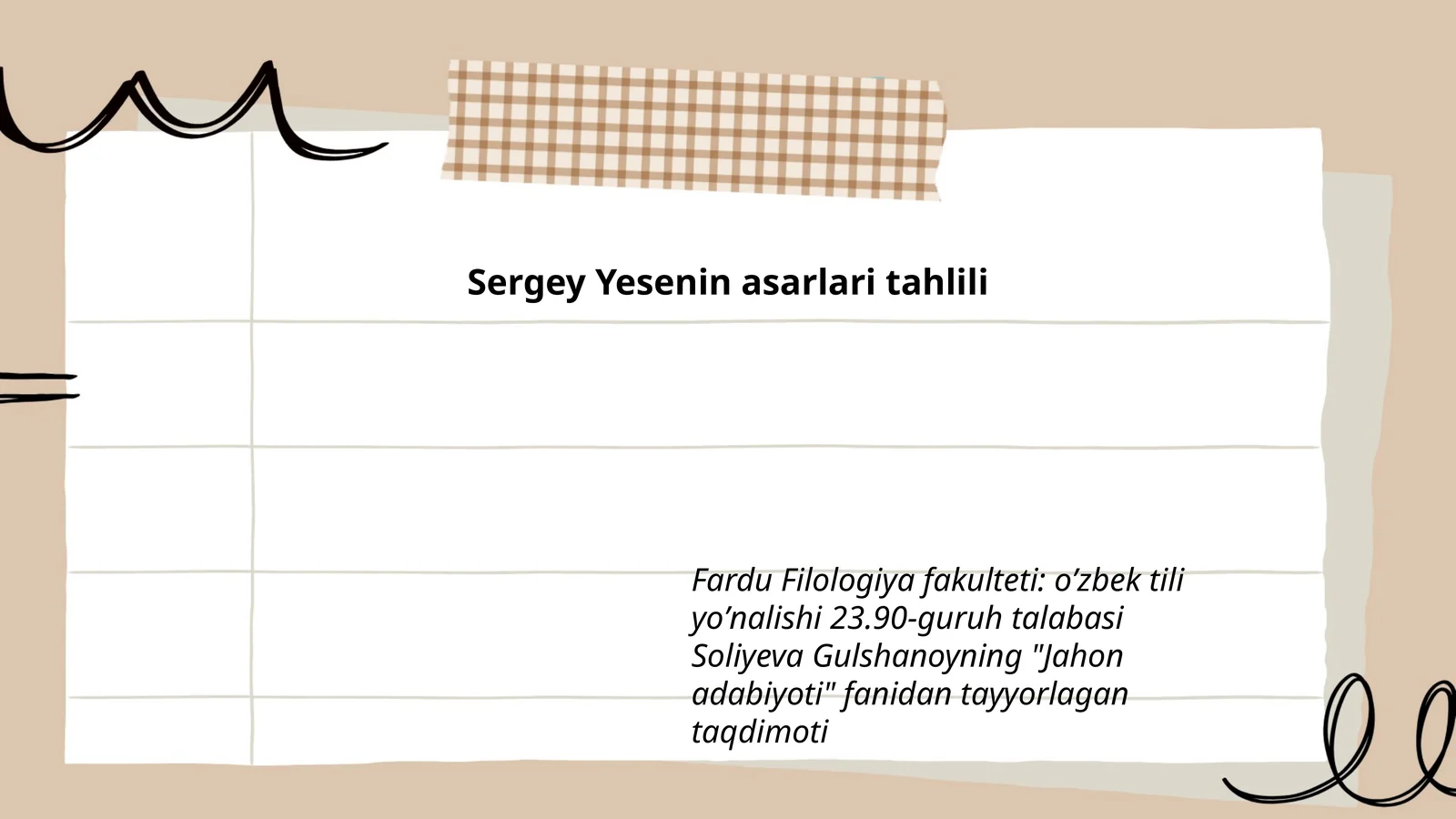 Sergey Yesenin asarlari tahlili